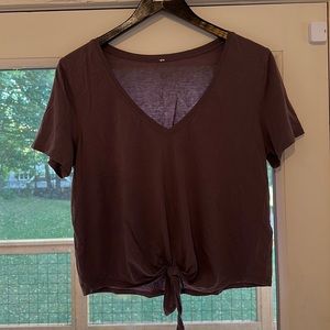 Purple Lululemon tie front tshirt